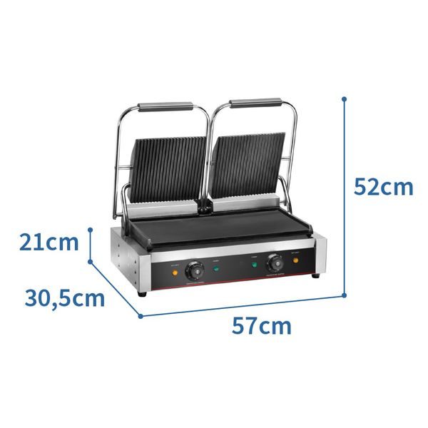 Piastra per panini doppia - in ghisa - rigata/liscia, 1800 W