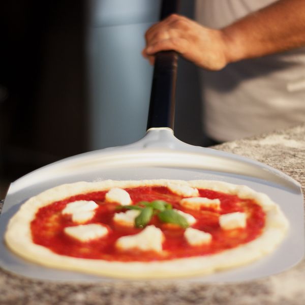 Pala pizza rettangolare-Alluminio-Testa 41cm-Manico nero