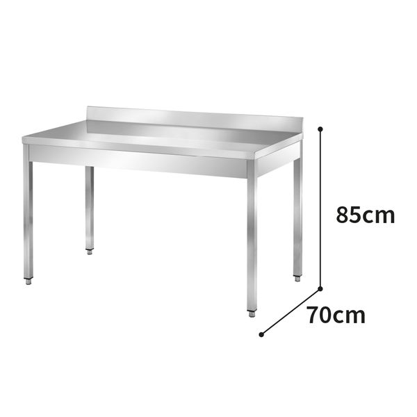 Tavolo in acciaio inox con alzatina - Prof.70 cm
